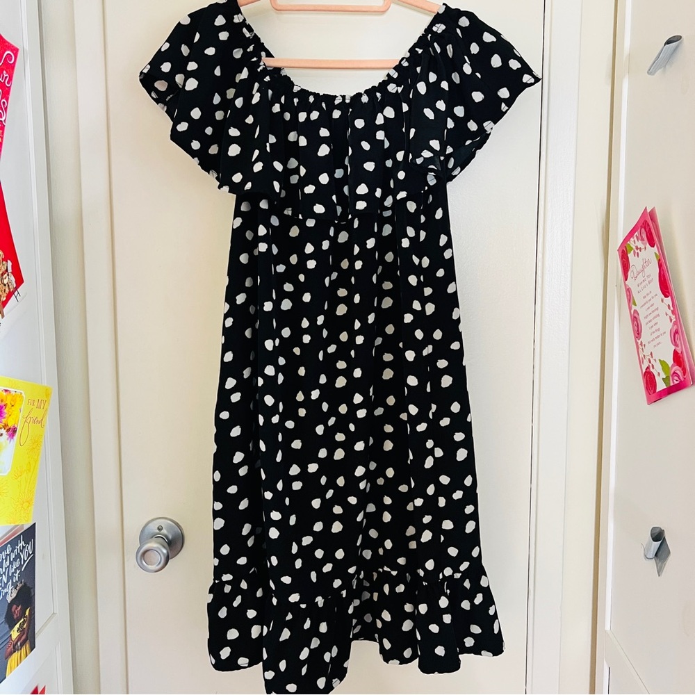 Charming Black and White Polka Dot Women’s  Dress
